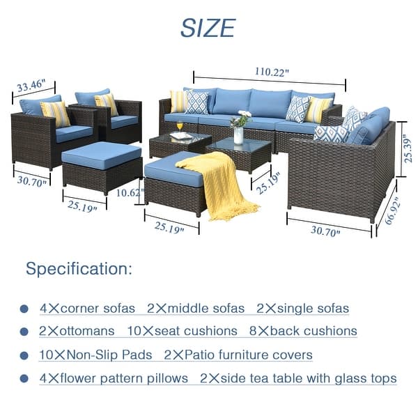 OVIOS Patio 12piece Wicker Deep Seat Furniture Set Bed Bath & Beyond