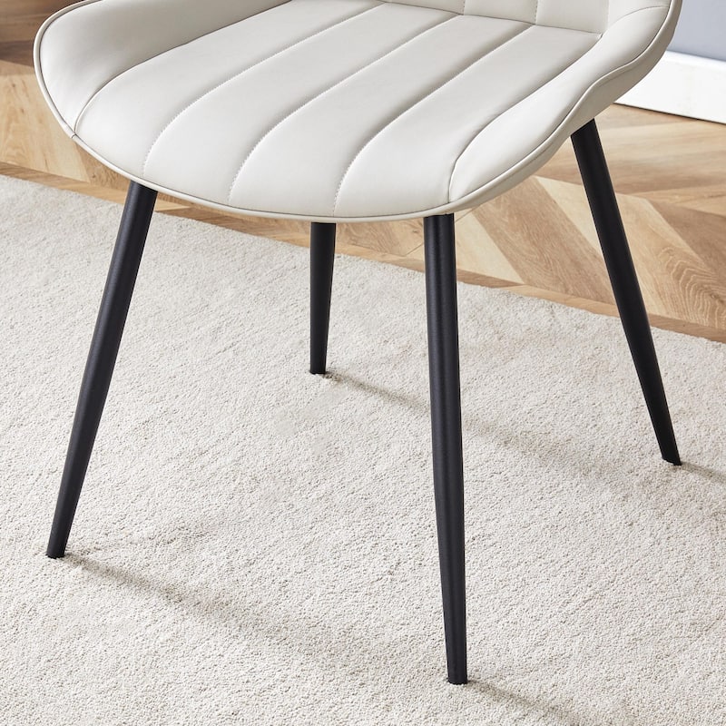 Roomfitters PU Dining Chairs with Extended Cushions and Metal Legs, Ergonomic Design Set of 4 for Modern Homes