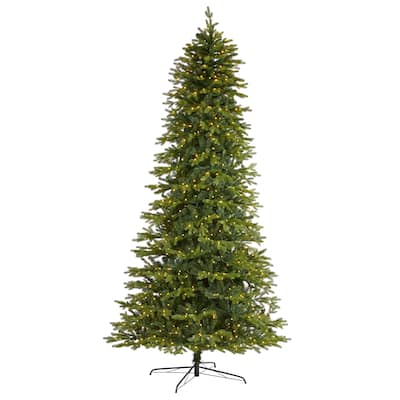 10’ Pre-Lit Belgium Fir Artificial Christmas Tree, Clear LED Lights - 9 Foot