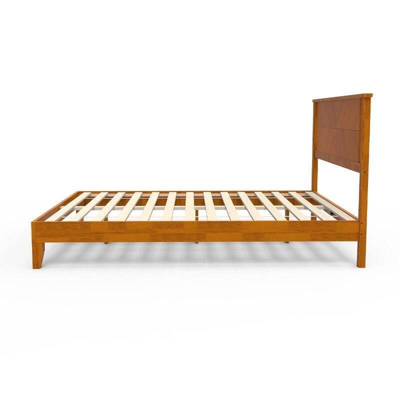 Twin Size Deluxe Bed Frame with Headboard with Solid Wood, No Box Spring Needed, Easy Assembly, White