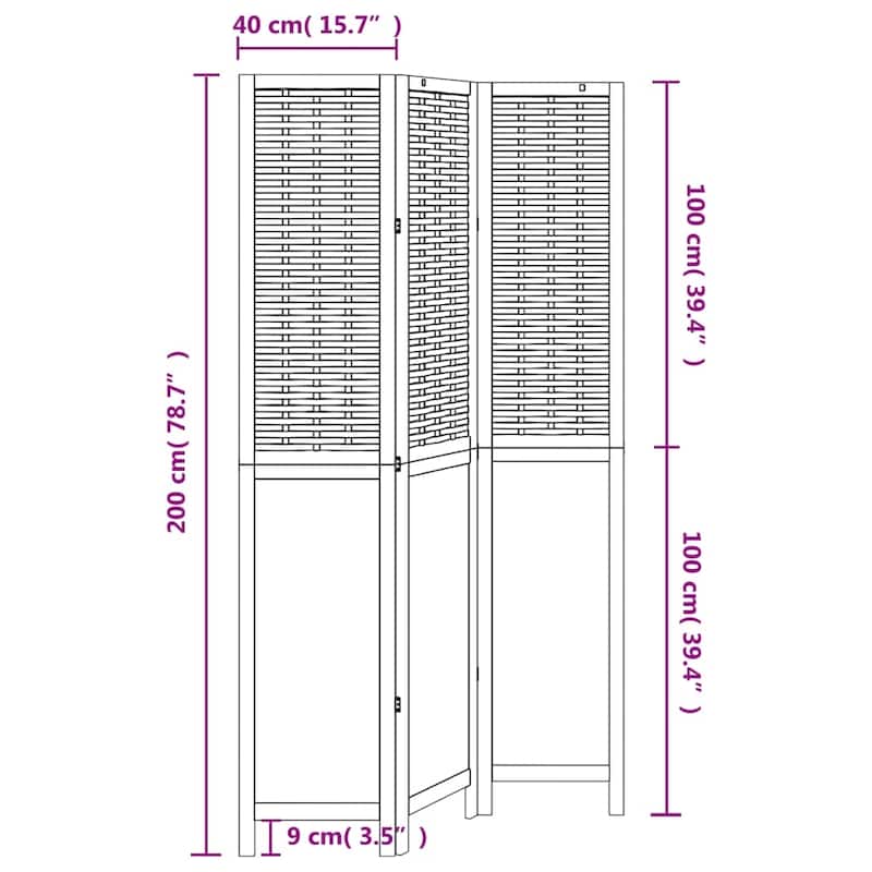 vidaXL Room Divider Privacy Screen Living Room Dark Brown Solid Wood Paulownia