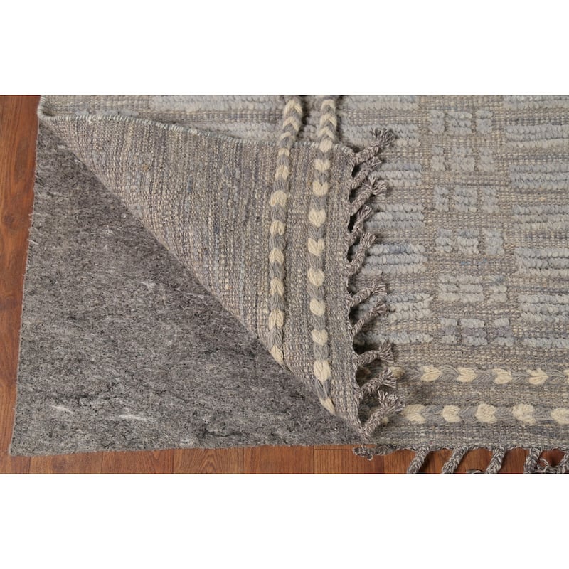 Grey Modern / Moroccan Area Rug Handmade Wool Carpet - 8'8"x 12'5"