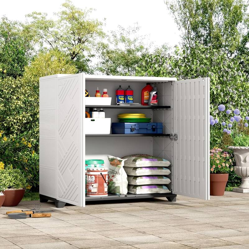 Outdoor Resin Deck Box Storage Shed for Garden,Patios,Backyards,Tools