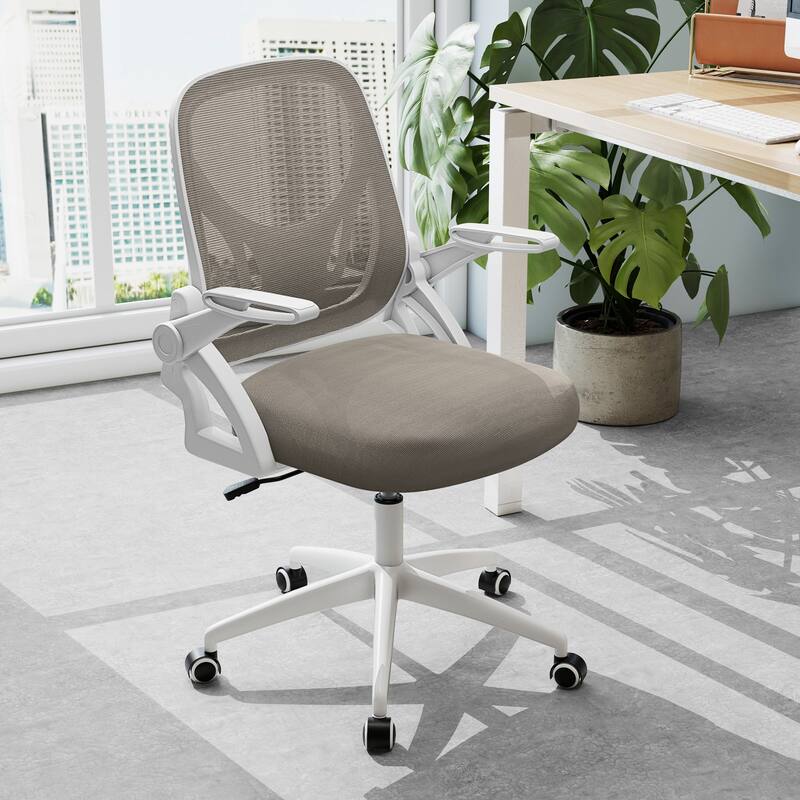 Costway Mesh Office Chair with Lumbar Support & Flip-up Arms Rolling - See Details