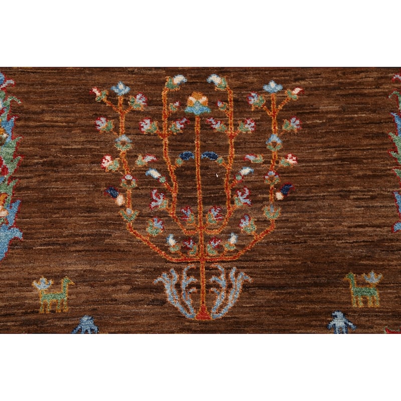 Floral Vegetable Dye Kazak Oriental Area Rug Hand-knotted Wool Carpet - 4'11" x 6'5"