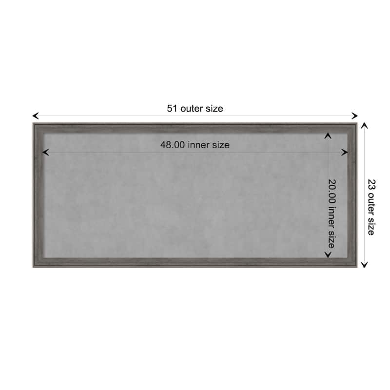 Amanti Art Regis Barnwood Grey Narrow Framed Magnetic Board - Board Size 48x20
