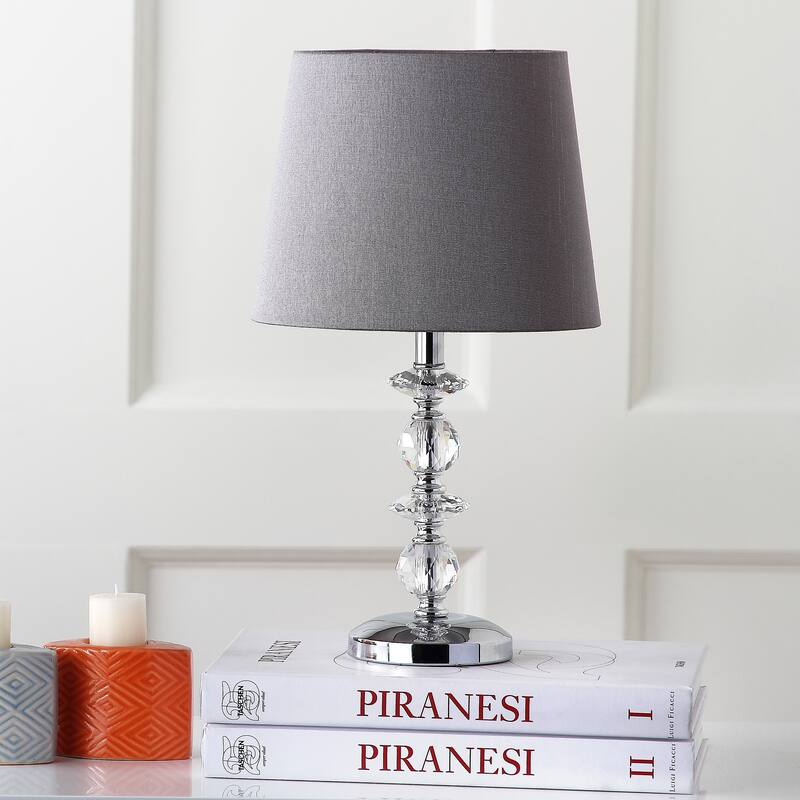 SAFAVIEH Lighting Meghan 15-inch Grey Shade Stacked Crystal Orb Table Lamp (Set of 2) - 9"x9"x15" - 9Wx9Dx15H