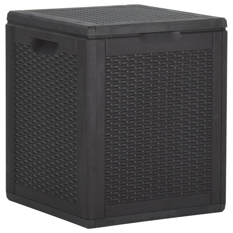vidaXL Tool Box UV Resistant Outdoor Cushion Storage Box Tool Chest PP Rattan - 16.9" x 17.3" x 20.1" - Black