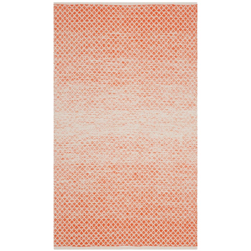 SAFAVIEH Handmade Flatweave Montauk Geert Cotton Rug - 2'3" x 4' - Orange/Ivory