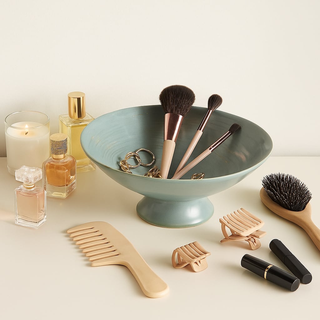 Decorative Round Pedestal Accent Bowl - 15", Green - 15.0"