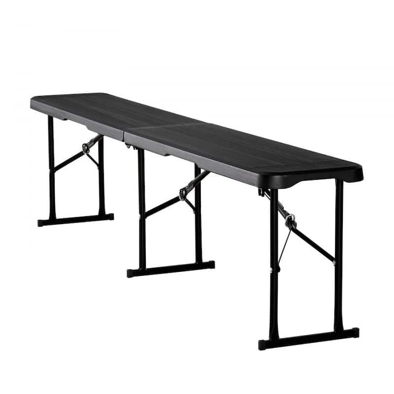 2-Piece 6 Feet HDPE Panel Foldable Bench with Lightweight Sturdy Steel Legs for Weddings or Parties - 71.8" x 11" x 16.9"