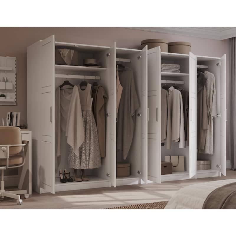 Palace Imports 100% Solid Wood Urban 6-Door Wardrobe with Solid and Mirrored Doors