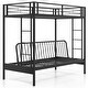 preview thumbnail 3 of 9, Twin Over Futon Bunk Bed with 2 Ladders and Safety Guardrails-Black