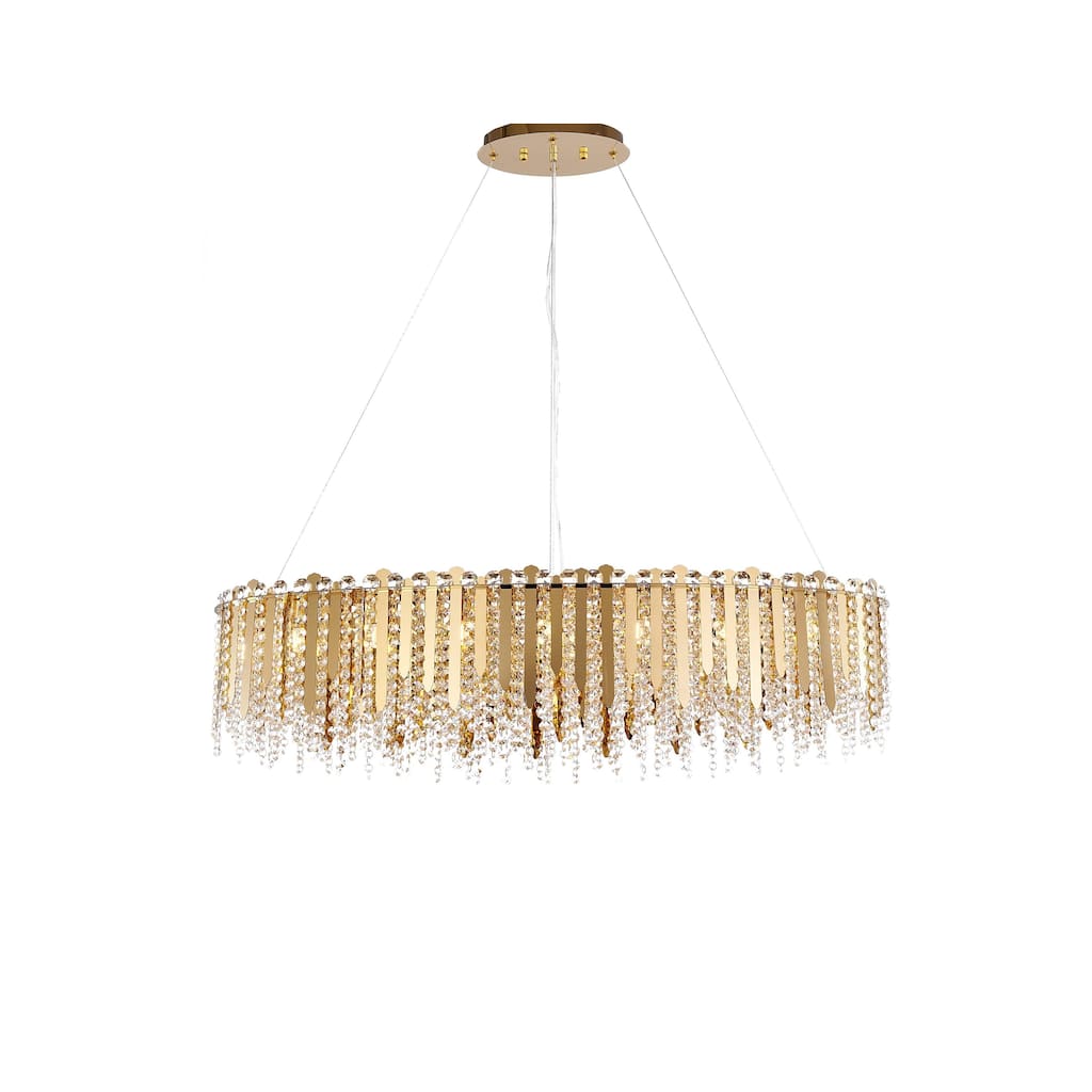 Transitional 16-Light Gold Crystal Chandelier