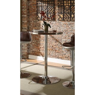 Rahma - Bar Table - Antique Ebony Top Grain Leather & Aluminum