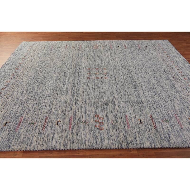 Tribal Striped Gabbeh Oriental Area Rug Hand-Knotted Wool Carpet - 7'10" x 9'7"