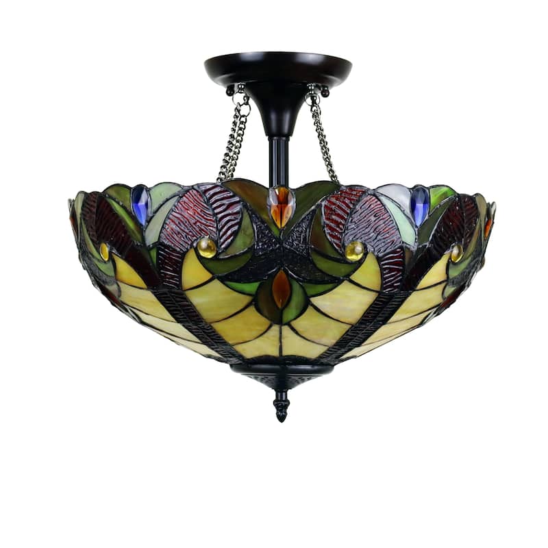 Victorian Design 2-light Dark Bronze Semi-Flush Mount Fixture