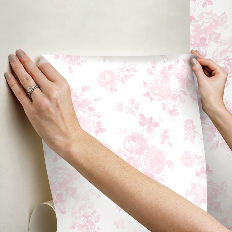 LoveShackFancy Everblooming Rosettes Faded Primrose Peel and Stick Wallpaper