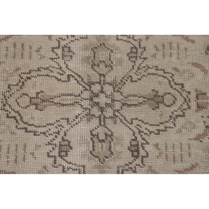 Distressed Tabriz Persian Vintage Rug Hand-Knotted Beige Wool Carpet - 8'0"x 10'7"