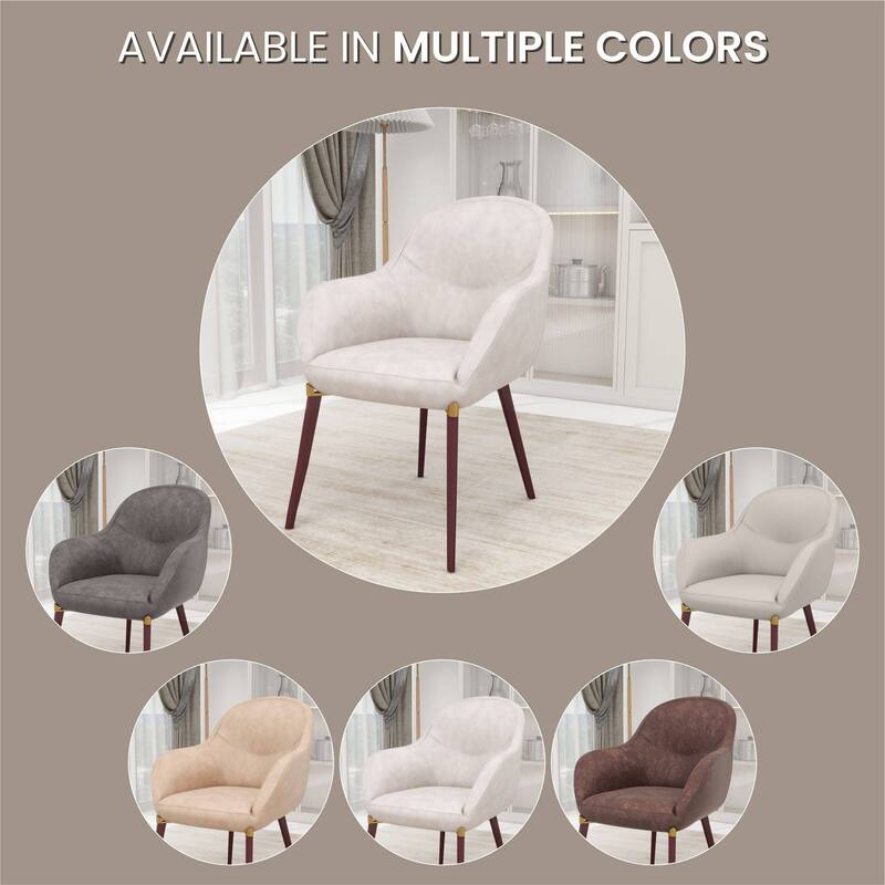 Elias Dining Chair Upholstered in Leather Velvet and Powder Coated Legs Set of 2