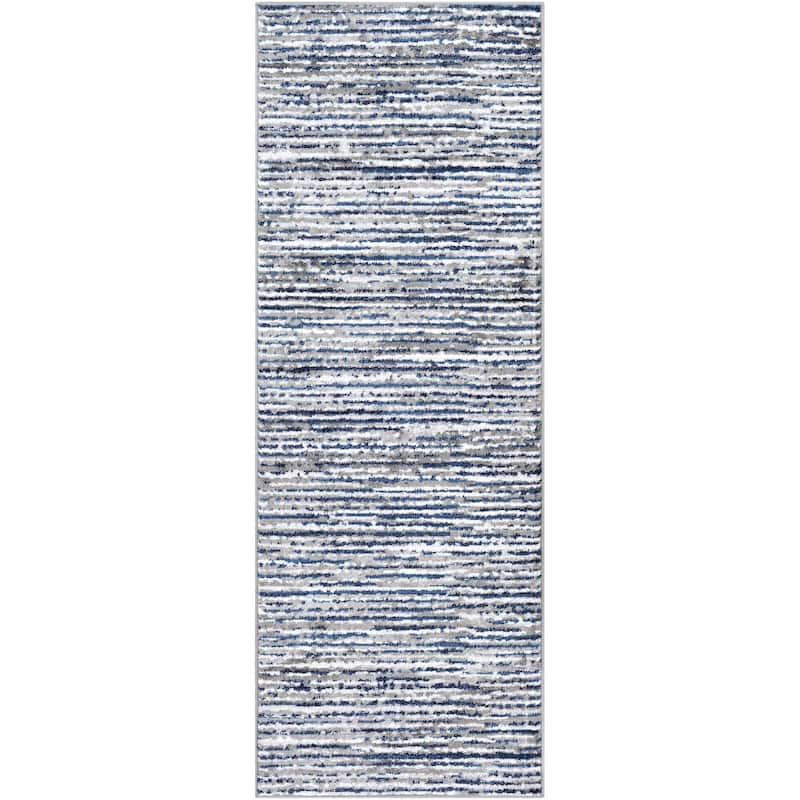 Livabliss Monte Carlo Casual Stripe Area Rug - Navy - 2' 7" x 7' 3"