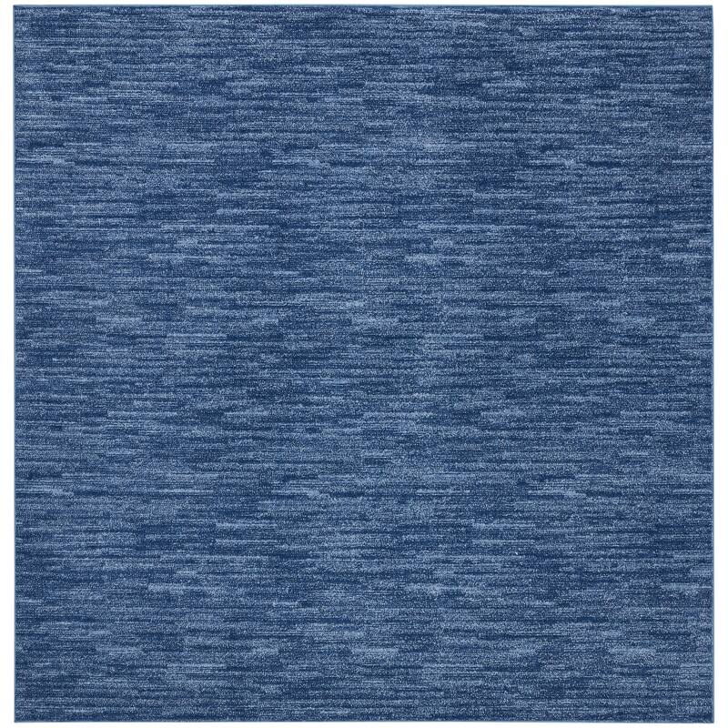 Nourison Essentials Solid Contemporary Indoor/Outdoor Area Rug - 9' Square - Navy