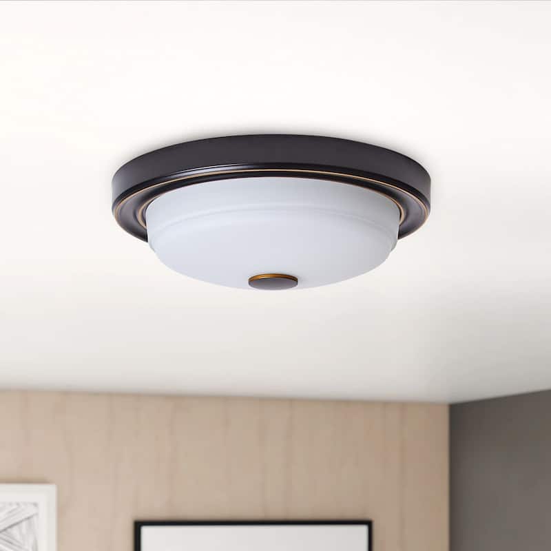 2-Lights Drum Modern Flush Mount Lighting - 12.6"D×12.6"W×3.9"H