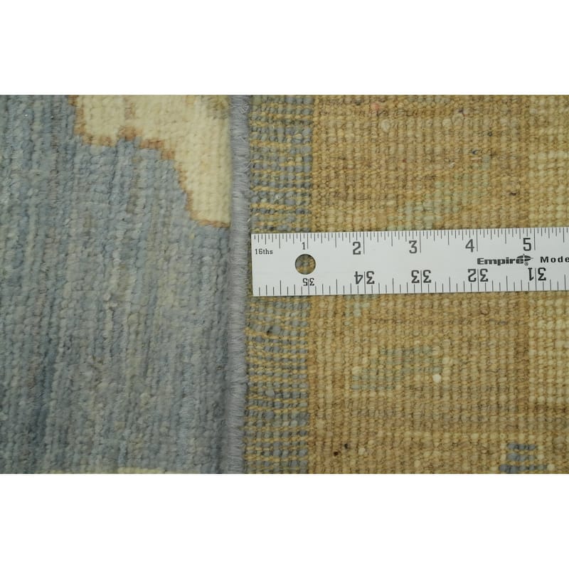 Handmade Wool Oushak Turkish Area Rug, Floral Geometric Carpet - 11' 11'' X 9' 1''