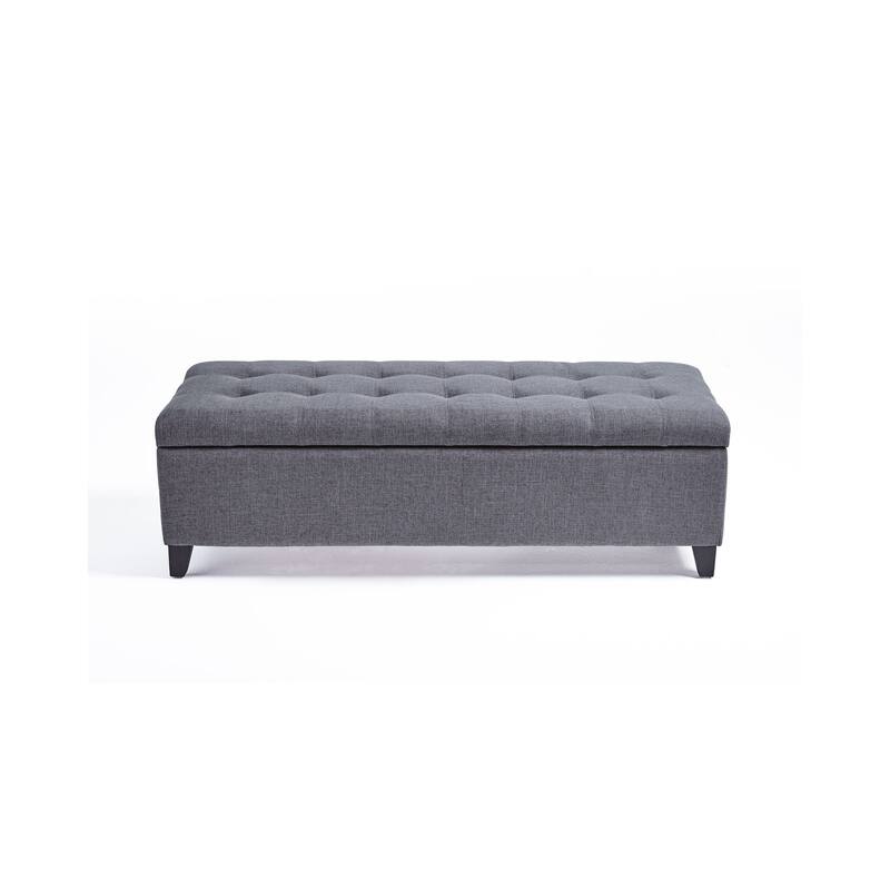 Button-tufted Storage Ottoman