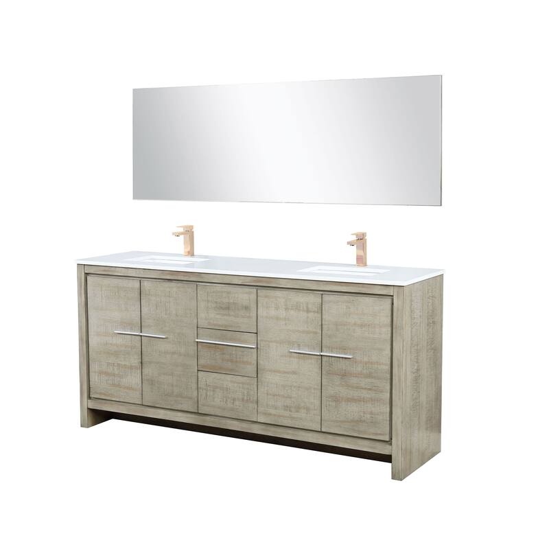 Lafarre Bath Vanity with Cultured Marble Top, Sink, Mirror and Rose Gold Faucet