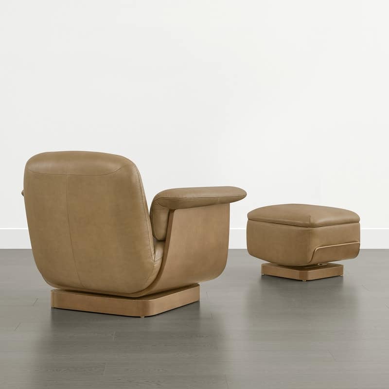 Spruce & Spring Modern Rounded Swivel Accent Chair & Storage Ottoman Set Living Room Set