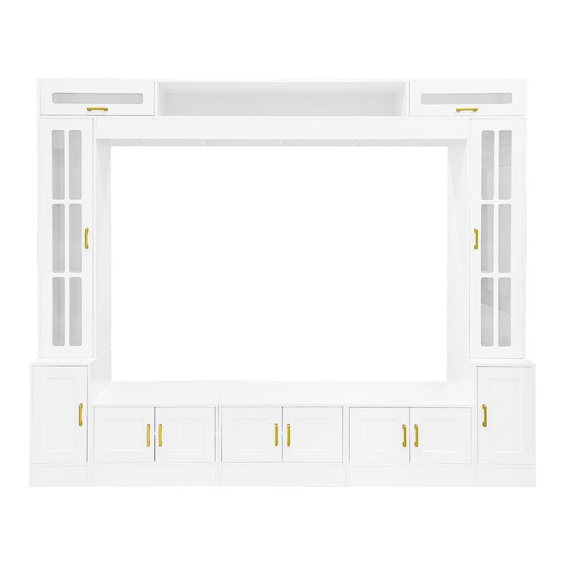 98" W Wall Unit TV Stand with Storage for TVs up to 80", Modern TV Console Entertainment Center with Bookshelves for Living Room