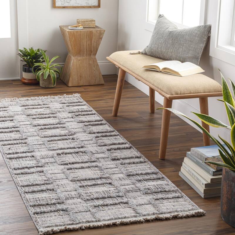 Livabliss Transitional Zaragoza Geometric Area Rug - 2'7" x 7'3" - Grey