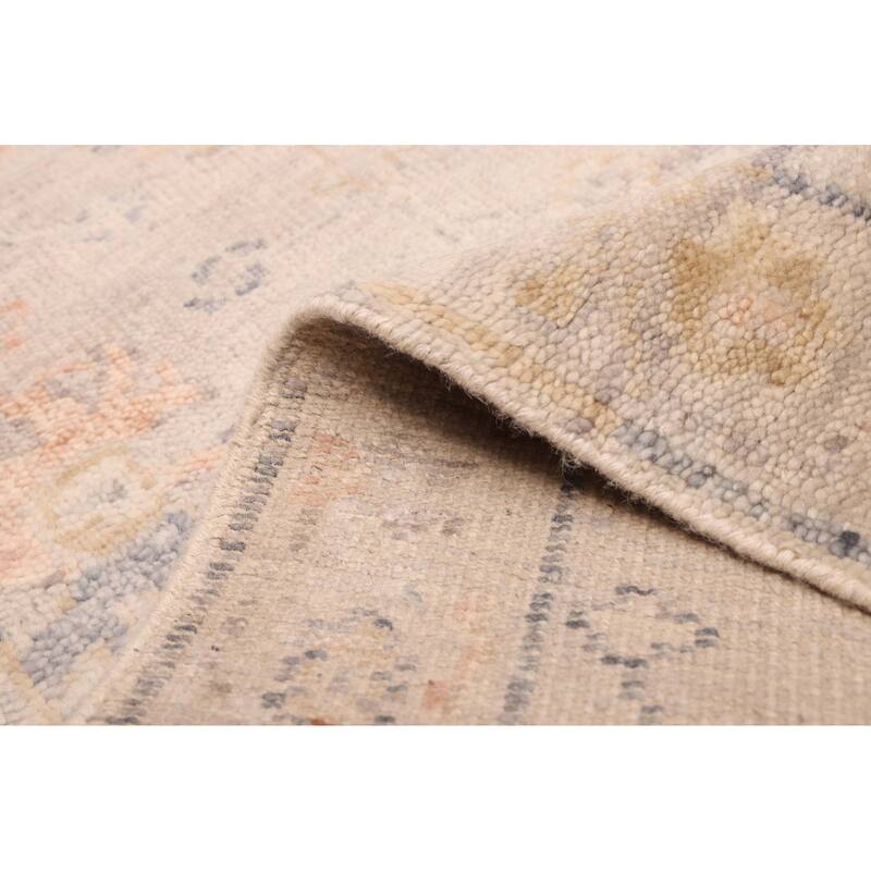 ECARPETGALLERY Hand-knotted Modern Oushak Light Grey Wool Rug - 2'5 x 8'1