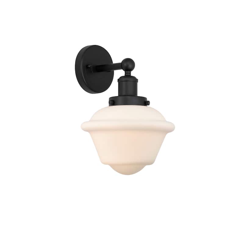 Innovations Lighting 616-1W-10-7 Oxford Sconce Oxford 10" Tall Wall - Matte Black / Matte White