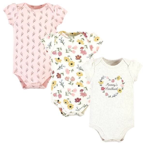 slide 1 of 1, Hudson Baby Infant Girl Cotton Bodysuits, Soft Painted Floral 3-Pack 12-18 Months - Soft Painted Floral 3-Pack