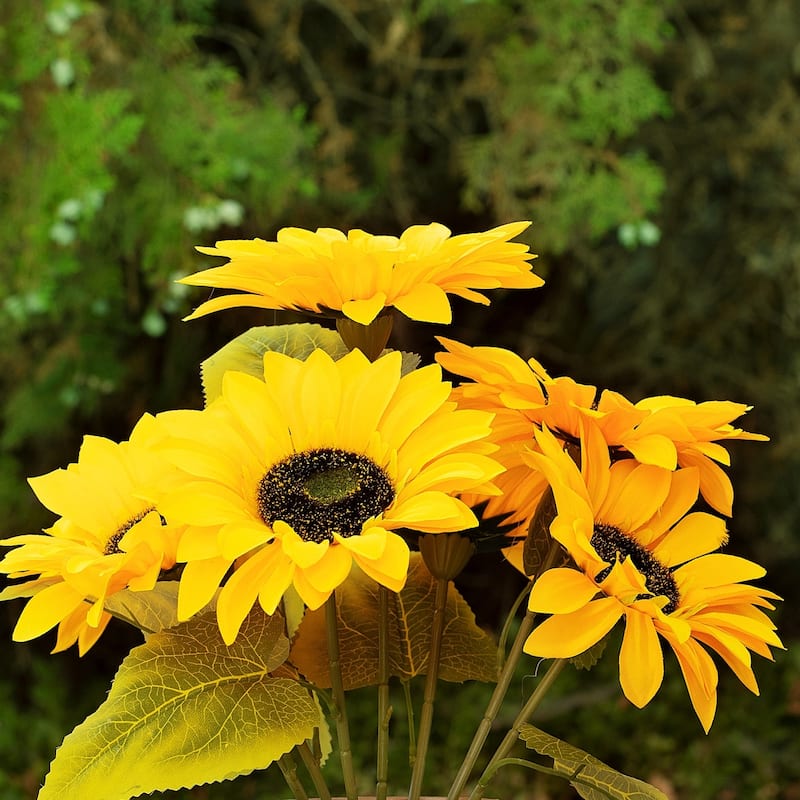 Enova Home Artificial Sunflower Arrangement in Pot for Home Office Centerpiece Decoration