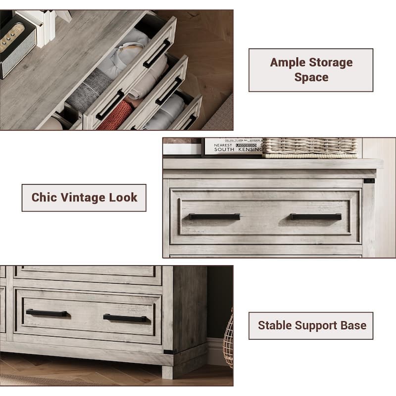Farmhouse 6/8 Drawer Dresser for Bedroom, Rustic Wood Chest of Drawers