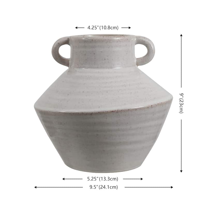 SAFAVIEH Home Lina 9-inch Antique White Ceramic Vase With Handles