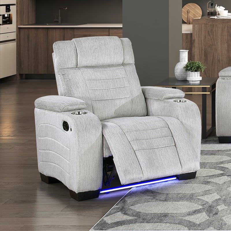 Coast 38.5" Microfiber Manual Recliner - Storage Arm, Cup Holder & LED