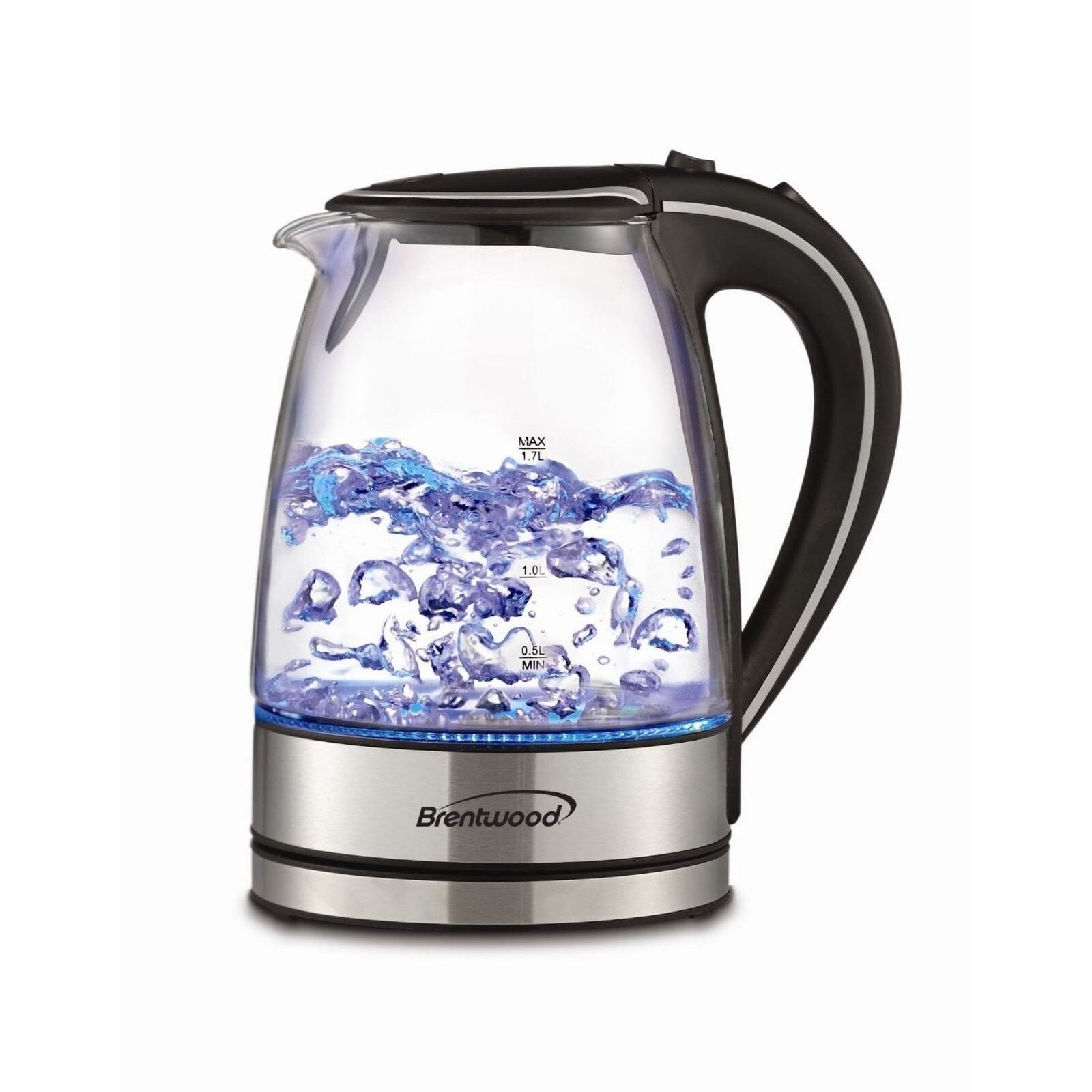 1.7L Electric Glass Kettle with LED Light Black