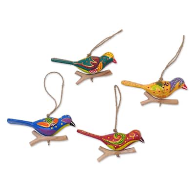 Novica Handmade Heaven Birds Wood Ornaments (Set Of 4)
