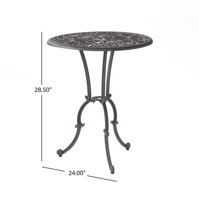 Roomfitters 3-Piece Cast Aluminum Bistro Set Outdoor Patio Furniture with Round Table and 2 Chairs, Black
