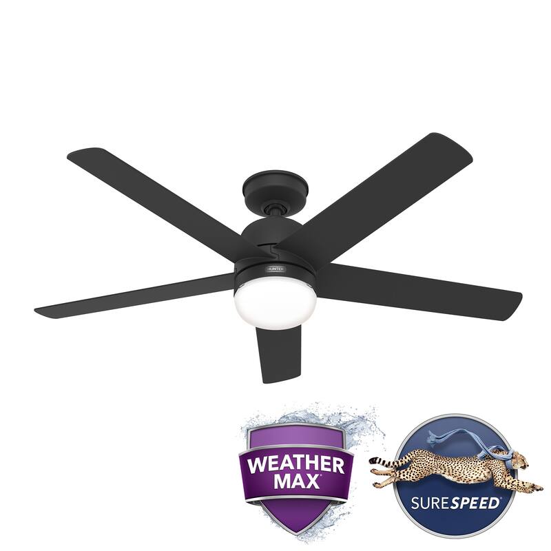 Hunter 52" Lagoon WeatherMax Outdoor Ceiling Fan w/ LED Light, Wall Control - Extreme Weather! Corrosion & Salt-Air Resistant!