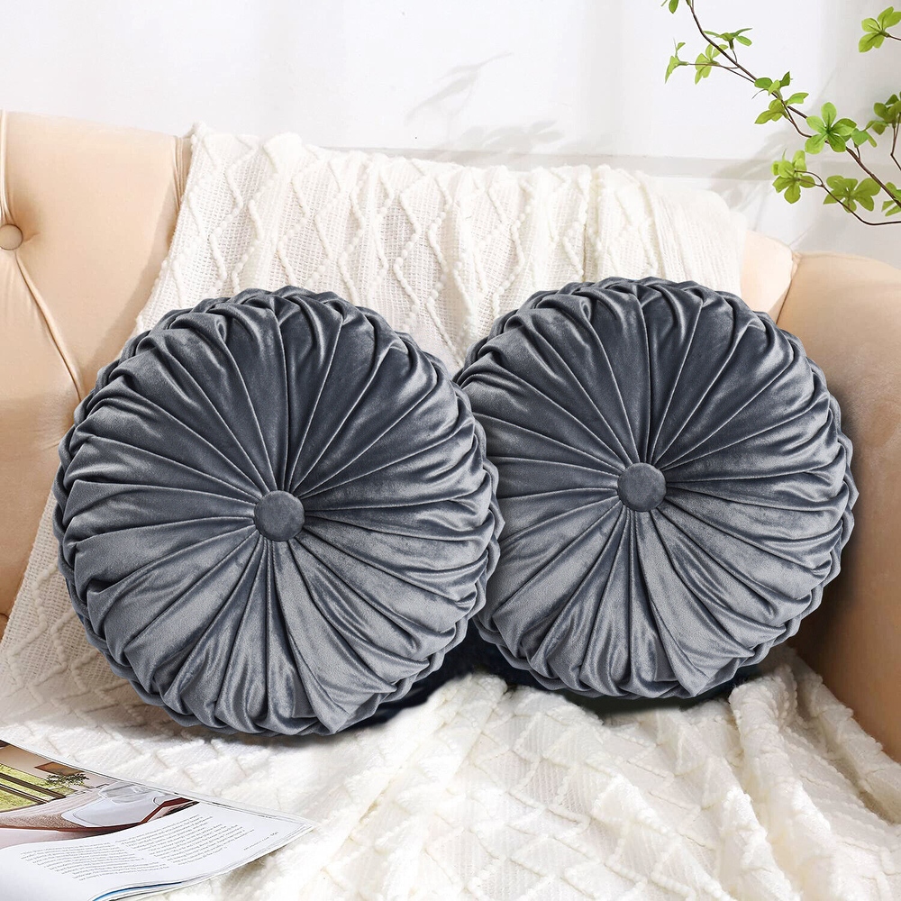 Grey velvet throw pillows top