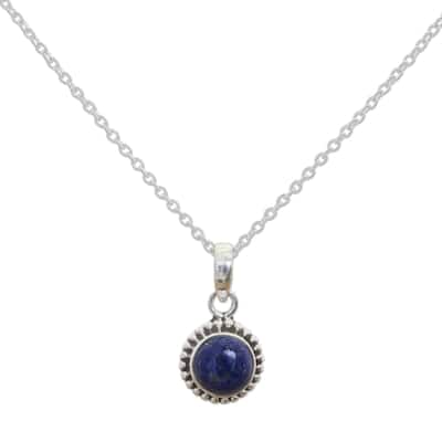 NOVICA Handmade Sterling Silver 'Blue Globe' Lapis Lazuli Necklace (India) - 7'6" x 9'6"