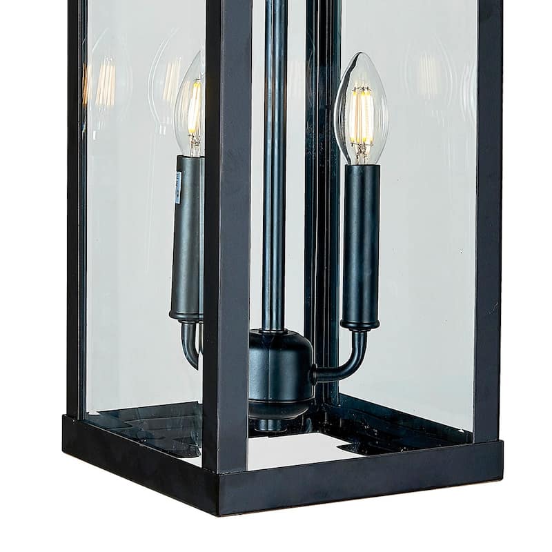 2 Light Outdoor Pendant Lantern in matte black finish - 20.2"H x 8"W x 8"D