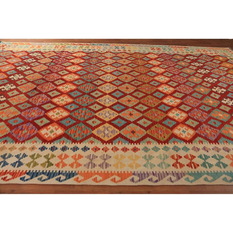 Kilim Oriental Large Rug Hand-Woven Bedroom Wool Carpet - 10'0"x 16'3"