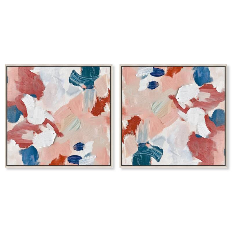 Brush Collection Blush Canvas by Art Remedy - 16" x 16" - White