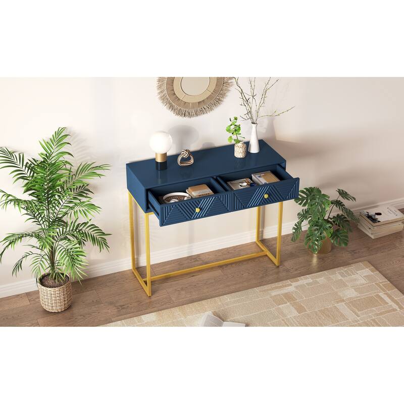 Modern Sleek Console Table with Storage - Navy